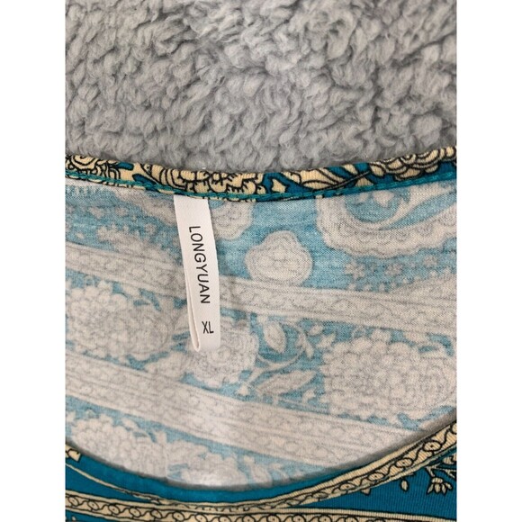 Women's Longyuan Billowy Shortsleeve Blouse Size XL Paisley-like design - Picture 3 of 13